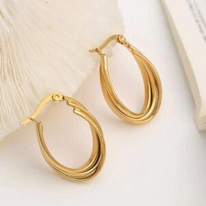 New 18k Gold Plated Stainless Steel Minimalist Hoop Earrings